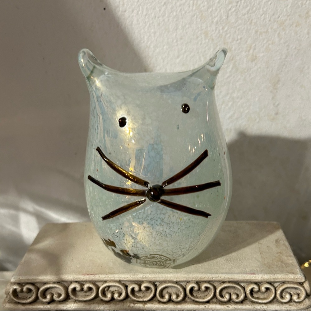 Fabrique Studio handblown, Opalescent Glass Cat. Vintage
